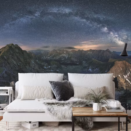 Fototapet - Milky way over the tatra mountains