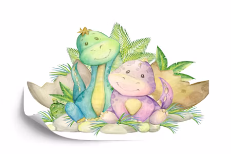 Fototapet - Little cute dinosaurs
