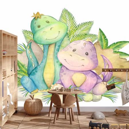 Fototapet - Little cute dinosaurs