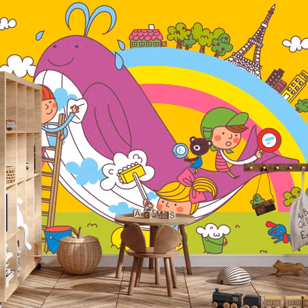 Fototapet - For children children and whale