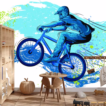 Fototapet - Cyclist in graffiti style