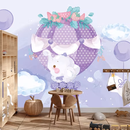 Fototapet - Fairytale animals with balloons