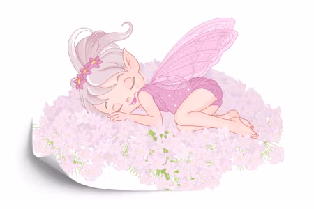 Fototapet - Sleeping fairy on flowers