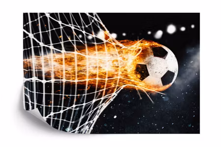 Fototapet - Burning ball destroying the goal