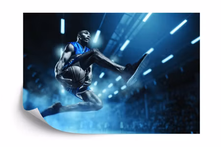 Fototapet - Basketball player in flight
