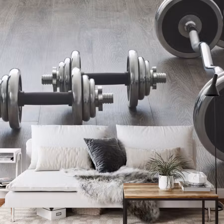 Fototapet - Dumbbells and barbells