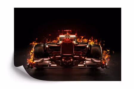 Fototapet - Flaming f1 car