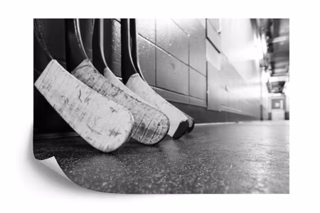 Fototapet - Black and white hockey sticks