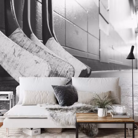 Fototapet - Black and white hockey sticks