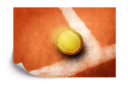 Fototapet - Tennis ball on the edge of the pitch