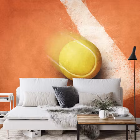 Fototapet - Tennis ball on the edge of the pitch