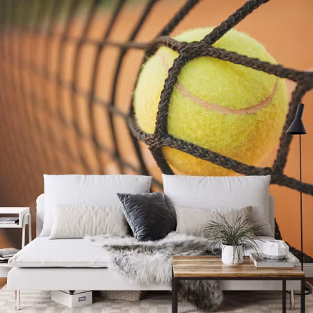 Fototapet - Tennis ball in the net