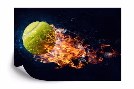 Fototapet - A burning tennis ball