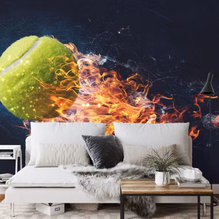Fototapet - A burning tennis ball
