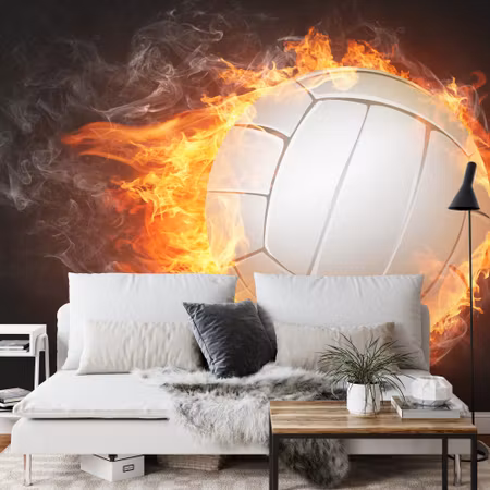 Fototapet - Volleyball in flames