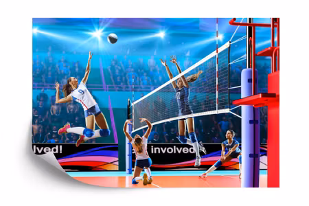 Fototapet - Volleyball players during the game