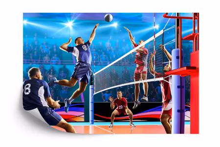 Fototapet - Volleyball players during the game