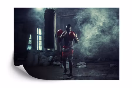 Fototapet - Boxer in a smoky room