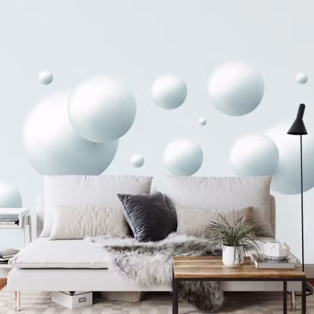 Fototapet - Big and small balls in white