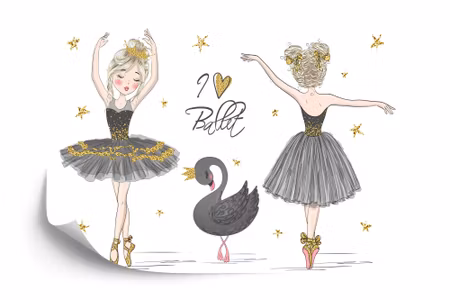 Fototapet - Ballet dancer and black swan