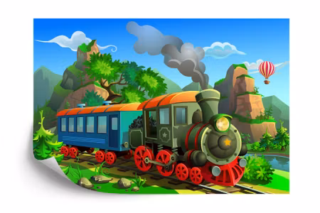 Fototapet - Train and landscape
