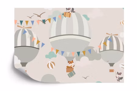 Fototapet - Animals and flying balloons