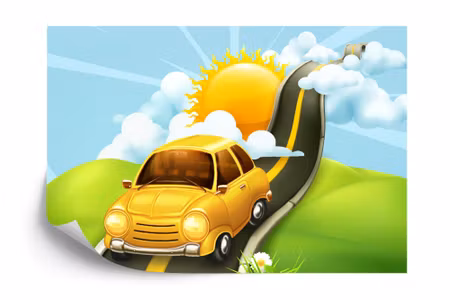 Fototapet - Fairytale car and street