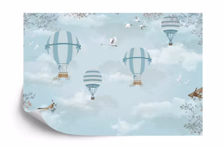 Fototapet - Balloons and planes retro