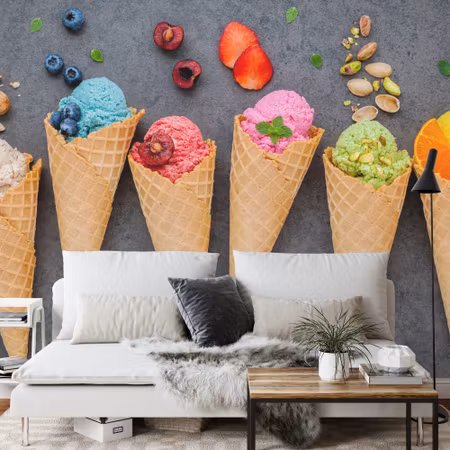 Fototapet - Colorful icecream in a wafer