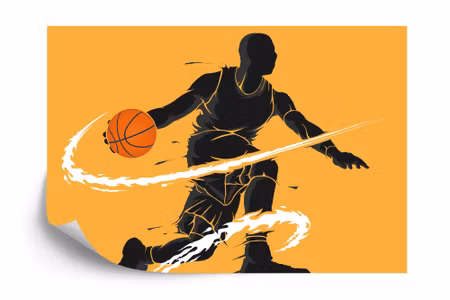 Fototapet - Dribbling basketball player
