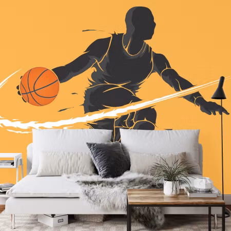 Fototapet - Dribbling basketball player