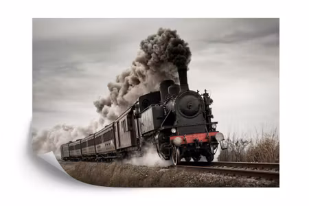 Fototapet - Vintage locomotive in motion