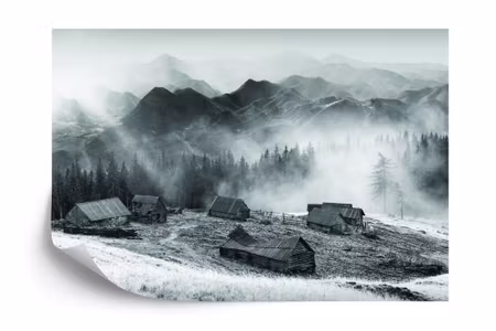 Fototapet - Mountains black and white