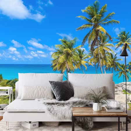 Fototapet - Beach ocean palm trees