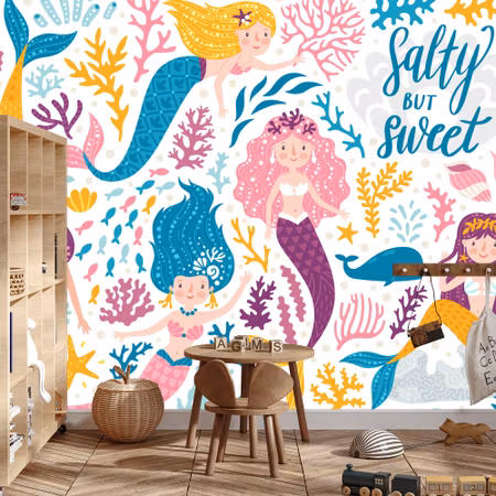 Fototapet - Mermaid and coral reef