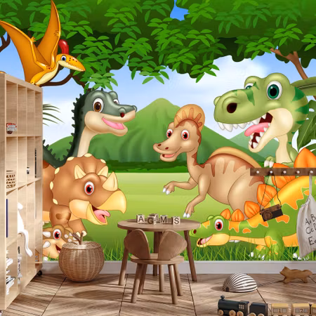 Fototapet - Fairytale dinosaurs in the jungle
