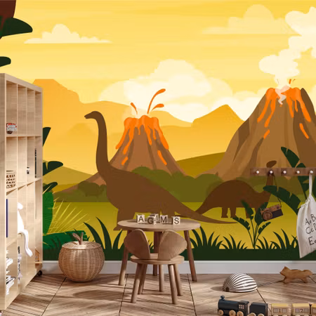 Fototapet - Dinosaurs and landscape