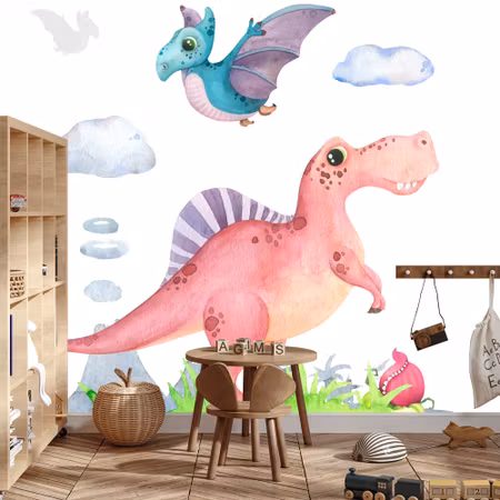 Fototapet - Watercolor dinosaurs