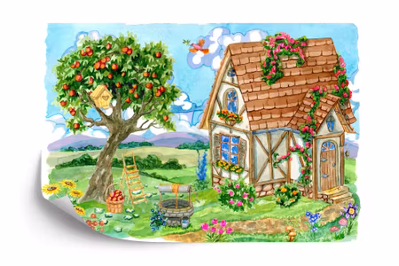 Fototapet - For children rural house