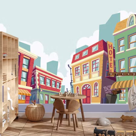 Fototapet - For children city buildings 60x90