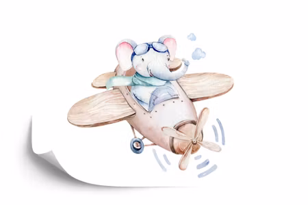 Fototapet - Little elephant in the plane