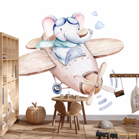 Fototapet - Little elephant in the plane