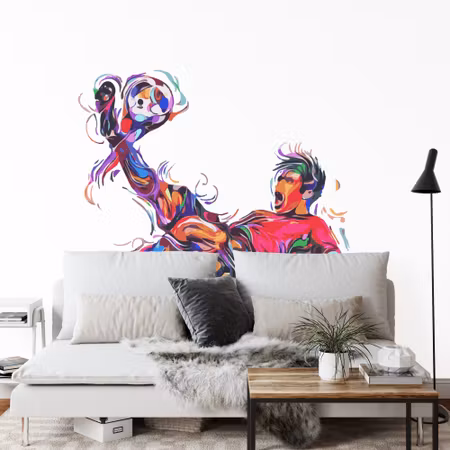 Fototapet - Colorful soccer player as painted