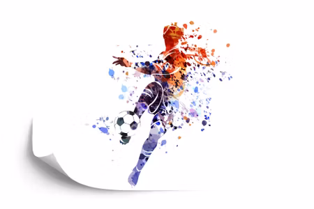 Fototapet - Colorful soccer player as painted