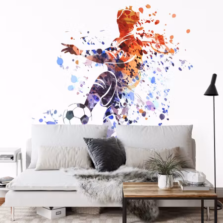 Fototapet - Colorful soccer player as painted