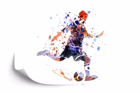 Fototapet - Watercolor silhouette of a football