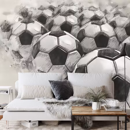 Fototapet - Soccer balls drawn with a pencil