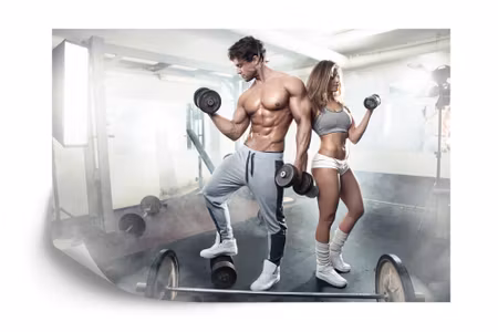 Fototapet - Athletic couple at the gym