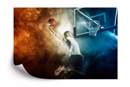 Fototapet - Basketball player made a dunk