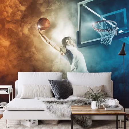 Fototapet - Basketball player made a dunk